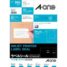 A-One 28927 Inkjet Label Stickers, 18 Sides, 20 Sheets