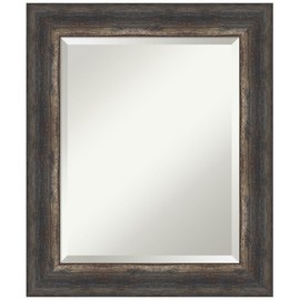 Amanti Art Wall Mirror, Bark Rustic Char Frame Mirror for Wall Decor or use as Bathroom Mirror for Over Sink (25.25 x 21.25 in.) Beveled Mirror, Brown Mirror, Country Rustic Mirror from WI, USA
