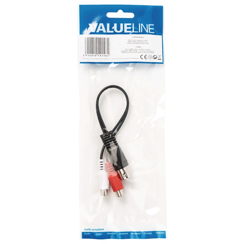 Valueline 0.2m 5 Pin Din Male to 2x RCA Female