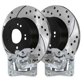 AutoShack Rear Drilled and Slotted Brake Rotors Black and Calipers Replacement for 2008 2009 2010 2011 2012 Honda Accord 2009-2012 2013 2014 Acura TSX 2.4L 3.5L V6 FWD PR41481LR-BC30298
