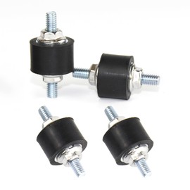 EASYEAH M4 Rubber Vibration Isolator Mounts Double Stud Shock Absorber Isolation Mounts Anti Vibration Silent-Blocks for Car Boat Bobbins Motors Compressors Pumps, 4pcs M4x10-15x10mm, 8pcs LockNuts