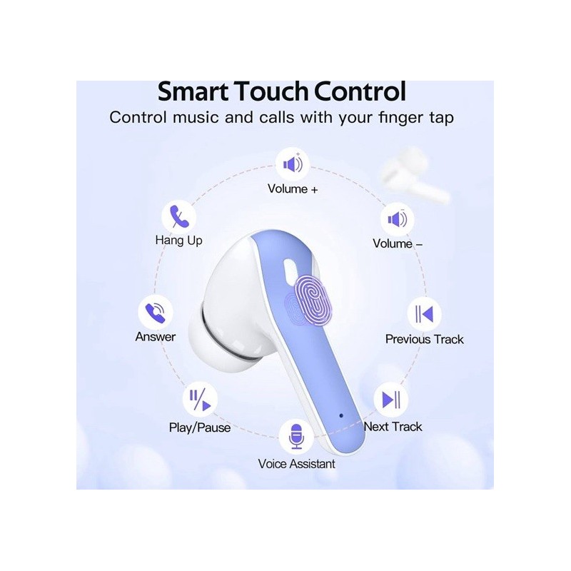 TAGRY Bluetooth Headphones True Wireless Earbuds(Purple