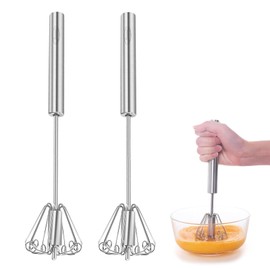 Newness Egg Whisk, [2 Pack] Stainless Steel Blender for Home - Versatile Tool for Egg Beater, Milk Frother, Hand Push Mixer Stirrer - Kitchen Utensil for Blending, Whisking, Beating