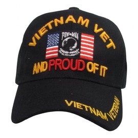 US Warriors Vietnam Veteran and Proud of It with POW-MIA Symbol and USA Flag Baseball Cap One Size Black