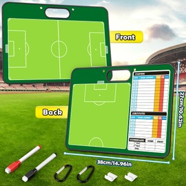 Torlam Magnetic Soccer Coaching Board Dry Erase Soccer Tactics Clipboard for Coach, Whiteboard Clipboard Football Soccer Training Gear Kit Coach Equipment Accessories 24 Magnets, Double-Sided
