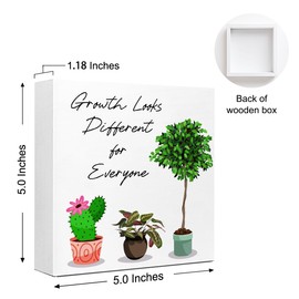 WUZYOU Motivational Wooden Block Sign 5x5x1 INCH, Inspirational Home Decor with Uplifting Quote, Growth Mindset Wall Art for Office Shelf Display