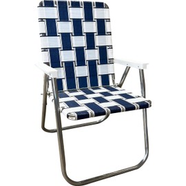 Lawn Chair USA Folding Aluminum Outdoor Patio Lawn Chair | Heavy-Duty Webbed Chairs for Camping, Sports, Beach, Yard & Tailgating | Lightweight Portable | Classic - St. Augustine with White Arms