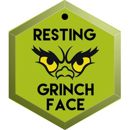 Resting Grinch Face Funny Beveled Glass Christmas Ornament