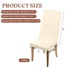 sourcing map 4Pcs Dining Room Chair Covers, 45-55cm Soft Stretch Removable Parson Chair Slipcover Seat Protector Cover for Home Kitchen Hotel Restaurant, Beige