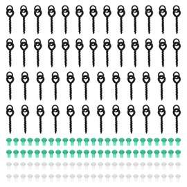 Bezavea 50 pieces screw baits with 100 pieces hook stops,Hook Stops Rubber Shank Beads,Screws Carp Stops Bait Screw Rings,Fishing Bait Screws,Bait Screws Set,for Carp Fishing