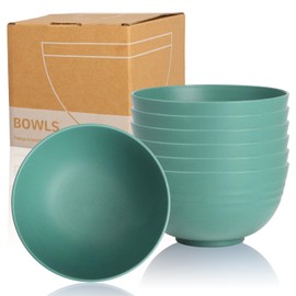 Wrova - Juego de 6 cuencos de paja de trigo de 26 onzas, cuencos de plástico alternativos, reutilizables para interiores y exteriores, apto para microondas y lavaplatos, fácil de limpiar. Serie verde