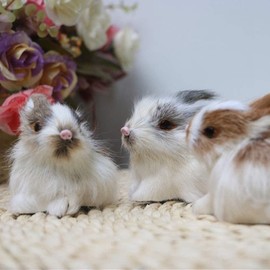 JIzian Mini Simulation Rabbits, Realistic Cute Plush Rabbits Lifelike Plush Bunny Realistic Rabbit Miniatures, White Home Party Decors Model Gift Miniatures Decorations