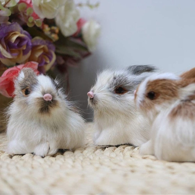 JIzian Mini Simulation Rabbits, Realistic Cute Plush Rabbits Lifelike Plush