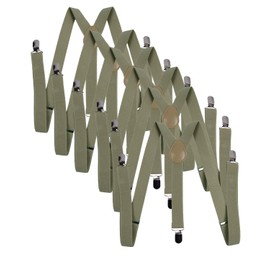 ICObuty Men's Y Shape Suspender Adjustable Elastic Solid Color 6 Pack, Khaki Green, Medium