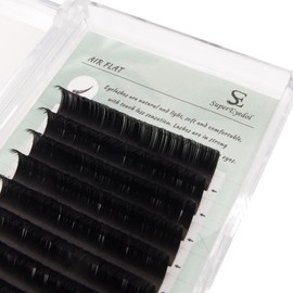 SuperEyedol Classic Ellipse Flat 0.15mm Eyelash Extensions Professional Supplies J,B,C,D Curl, 8-15mm Length, Faux Mink Individual Classic Eyelash Extensions Matte Black (D-14mm)