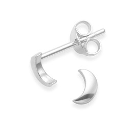 Sterling Silver Moon stud earrings - SIZE: 5mm x 2mm TINY, TINY, TINY! Gift boxed.5120