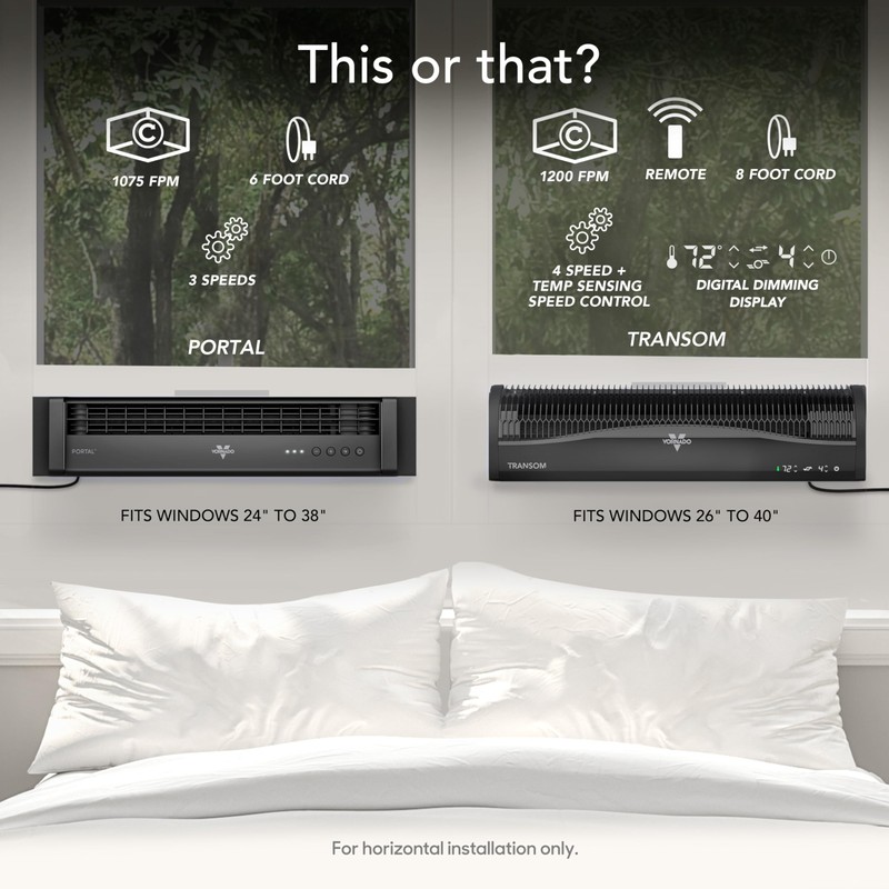 Vornado PORTAL® Window Fan with 3 Speeds, Reversible Exhaust Mode,