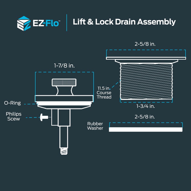 EZ-FLO Lift-n-Turn Bath Drain Assembly Kit, 1-1/2 in. x 11.5