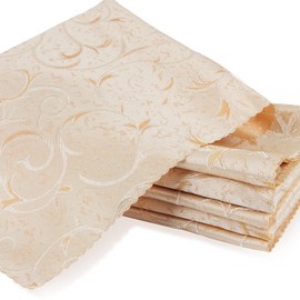 Napkins Golden Wedding Fabric-Like, FainFun Pack of 6 Fabric-Like Napkins Wedding Beige, Premium Wedding Napkins Wedding Gold, 48 x 48 cm, for Wedding, Birthday, Party, Christening