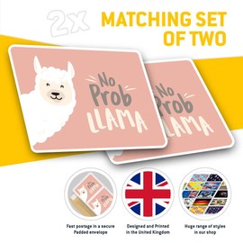 Rectangle Stickers(Set of 2) 7.5cm - No Prob Llama Funny Quote Alpaca Laptop Tablet Luggage Scrapbook #16750
