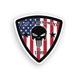Real Sticky 2nd Amendment Sticker USA American Flag Skull Car vehicle Window Bumper Decal 2A