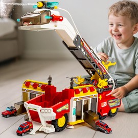 BLF FUN Extra Large Fire Truck Toys for Boys, Multifuctional Big Fire Rescue Truck with Water Pump, Ladder, Light, Music and Fire Rescue Car Toy, Christmas Birthday Gifts for Boys Age 3 4 5 6 Years