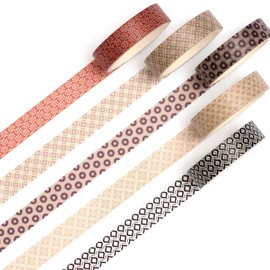 Songdao Washi Tape Set 5 Rolls Texture Art Masking Tape Basic Pattern Decorative Tape for Scrapbooking, Bullet Diary, Planner, Gift Wrapping (10 Modern Mosaic)
