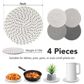 7 Inches Trivets for Hot Dishes, Hot Pots and Pans, 4Pcs Thick Heat Resistant Trivet Mats for Kitchen，Pot Holders for Kitchen Counter, Table, Home Essentials, Kitchen Decor for Table Countertops
