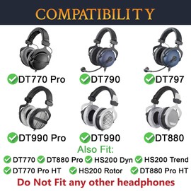 SOULWIT Headband Side Cover Slider for Beyerdynamic DT 770/DT880/DT990 Pro, DT770/DT880 Pro HT, DT790/DT797, HS200 Dyn/Rotor/Trend Headphones, End Caps Replacement Repair Kit Accessories - Black