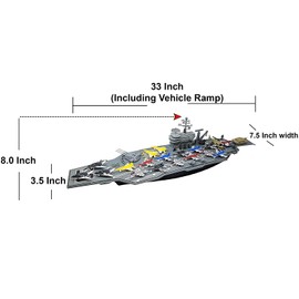 Toy Aircraft Carrier Army Men with Cargo Plane 18 Warplane Fighter Jets and 6 Extra Military Vehicles
