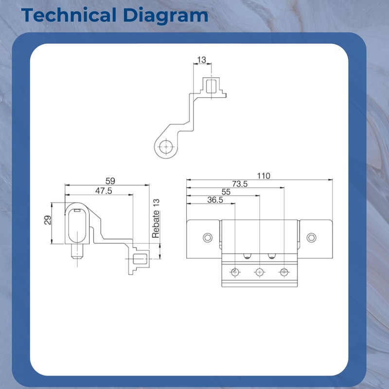 Upvc Door Hinges - 110mm Adjustable Rebated Butt Hinge 13mm