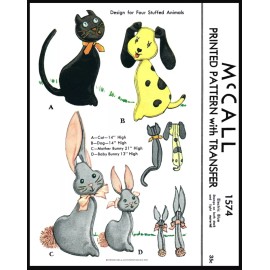 McCall 1574 Pattern Stuffed Animal Toy Cat Dog Mother & Baby Bunny