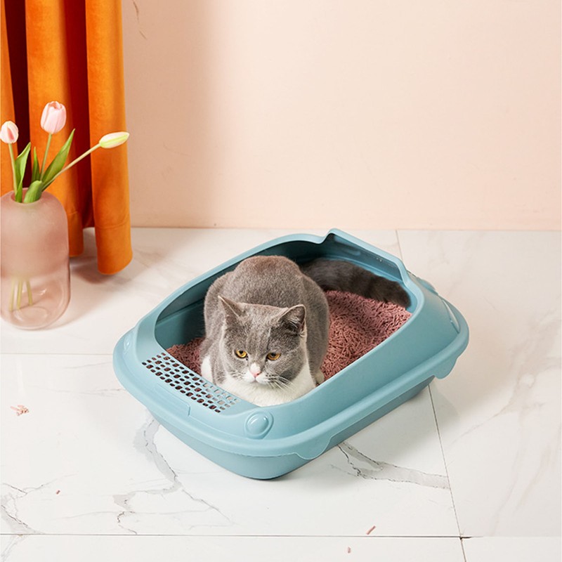 Semi Enclosed Cat Litter Box Odor Insulation Prevent Slip Large