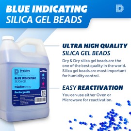 Dry & Dry [15 LBS] Blue Indicating Silica Gel Beads(Industry Standard 3-5 mm) - Reusable Desiccant Beads Silica Beads(Blue to Pink)