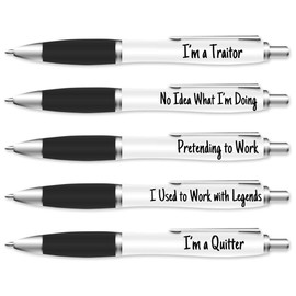 llanochslif 5-Pack Funny Pen Set for Work Colleagues - Funny Leaving Gifts - Funny Pen Set for Colleagues - New Job Gifts for Men - New Job Gifts for Women - Funny Work Pens - Novelty Office Gifts