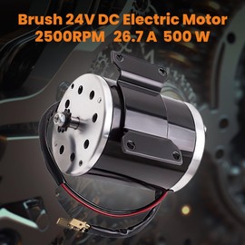 maXpeedingrods 500W 24V DC Brush Electric Motor ZY1020 with Bracket 2500RPM for DIY Scooter E Bike Go Kart, 107.5mm*133mm