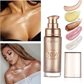 Aceite de Brillo Corporal, Luminizador de Brillo Natural de Oro Rosa, Iluminador Líquido Hidratante Impermeable de Larga Duración, Maquillaje Resaltad