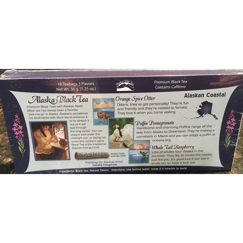 Alaska Alaskan Black Coastal Tea Sampler 18c ct 3 Flavors