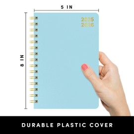 PAPERAGE 17 Month Academic Planner 2025-2026, Weekly & Monthly Spreads, August 2025 - December 2026, Small (5 in x 8 in), Light Blue