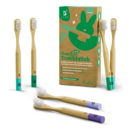 Kit 6 Cepillos Dentales De Bambú Suaves Para Niños. B Life