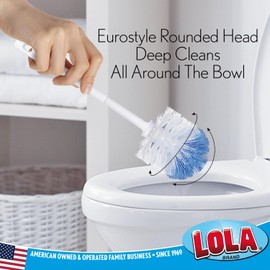 Lola Products “Classic” Toilet Brush, Durable Poly Fiber Stiff Bristles, Bathroom Toilet Bowl Cleaner, Compact Size, Non-Scratch, Long-Lasting - 2 Pack