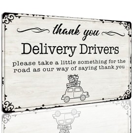 Homely Accents Thank You Delivery Driver Metal Signs Vintage Snack Station Sign for Drivers Home Front Door Porch Shop Outdoor Decor 12x8 Inches