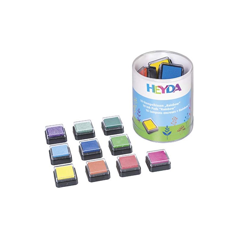 Heyda Stempelkissen-Set Rainbow, klarsicht-runddose