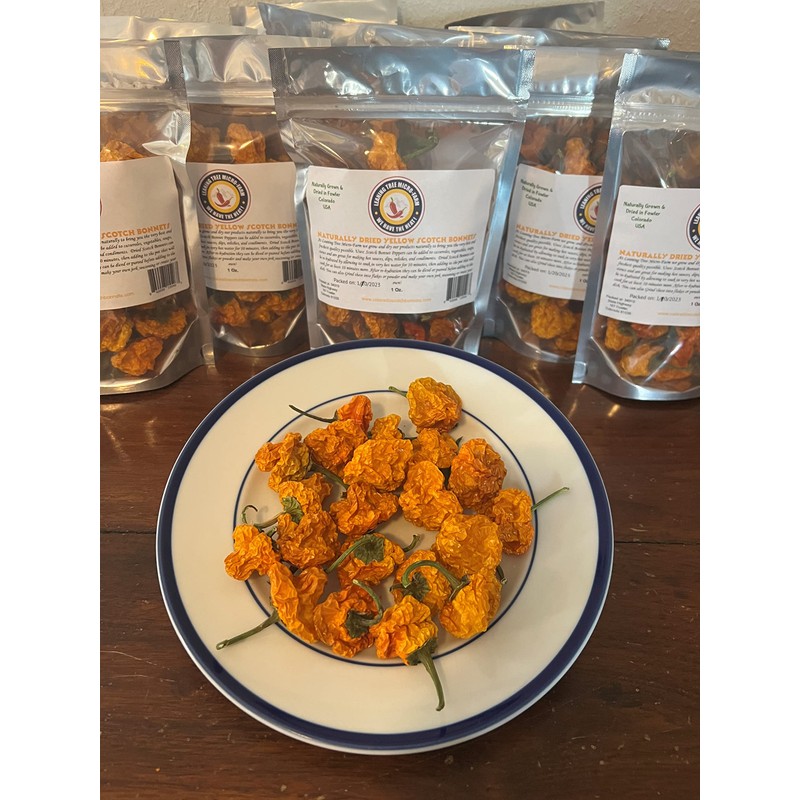 Leaning Tree Micro-Farm Naturally Dried Scotch Bonnet Peppers-Yellow- 1 oz.