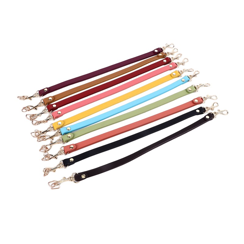 10Pcs Leather Bag Handles 12.2in Long 0.4in Wide Cattlehide Metal