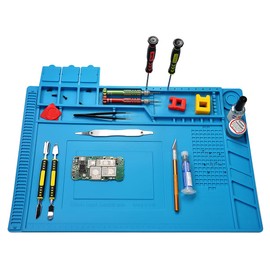 Premium Heat Resistant 932°F Silicone Soldering Mat, Large Anti Static Magnetic Electronic Repair Work Mat for BGA and Gun Soldering Iron, Workbench, Cell Phone Laptop Repair, 17.7'' *11.8 ''