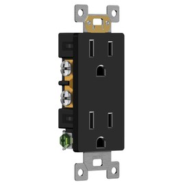ENERLITES Decorator Receptacle, Residential Grade Wall Outlet, 15A 125V, Self-Grounding, 2-Pole, 3-Wire, 5-15R, UL Listed, 61502-BK-10PCS, Black,10 Pack, Non Tamper Resistant