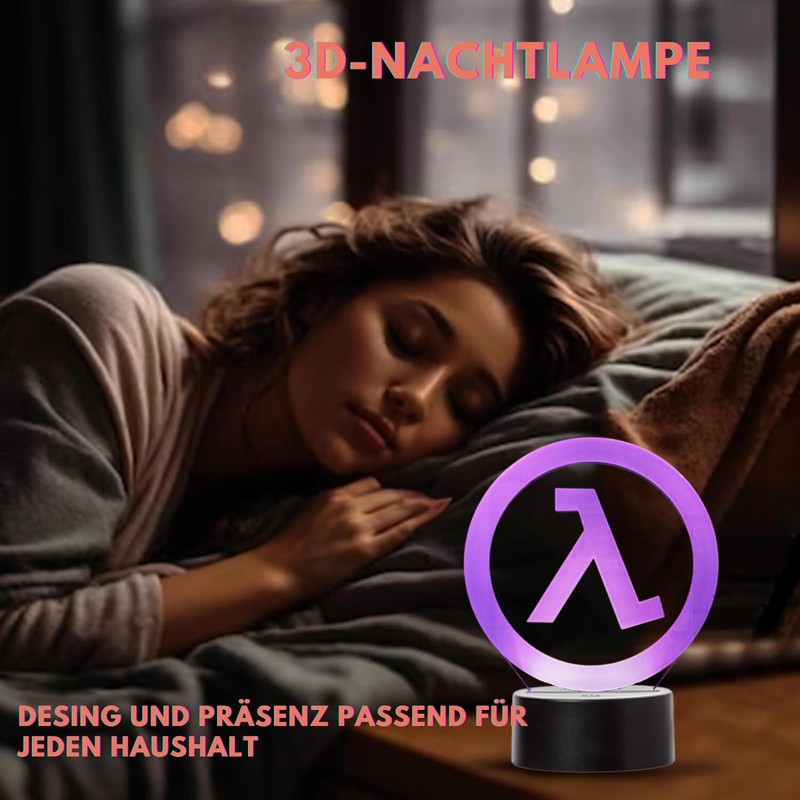 Wolobox LED Lamp Half Life Logo Colour Changing USB Night