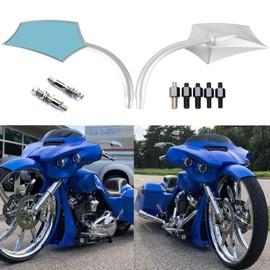 JMTBNO Universal 8MM 10MM Motorcycle Mirrors Rear View Compatible with Harley Breakout Street Glide Road King Spostster Softail (Silver with screw for harley)