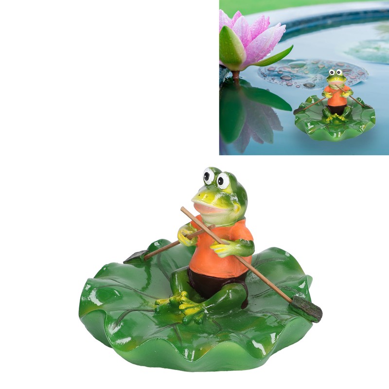 Simulation Resin Floating Lotus Leaf Frogs Ornament Fish Pond Fountain